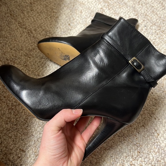 Black Italian Leather Booties - Picture 3 of 5